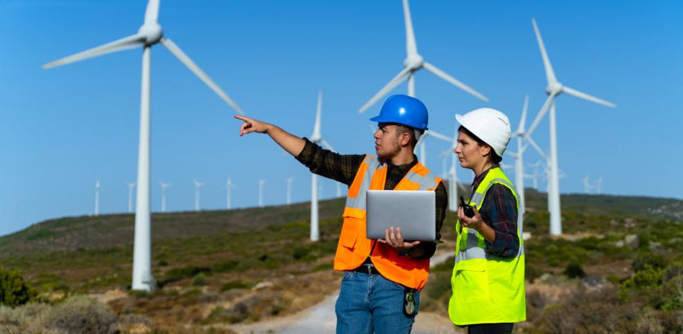 maintenance engineer team working in wind turbine